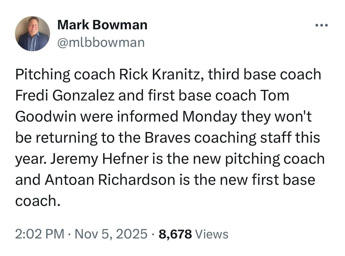 [Bowman] Braves hire Jeremy Hefner, Antoan Richardson