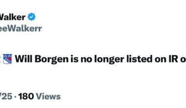 [Walker] Of note: Will Borgen is no longer listed on IR on NHL media site.