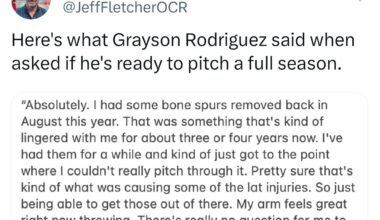 (Fletcher) Update from Grayson Rodriguez. Says he will be ready for spring training