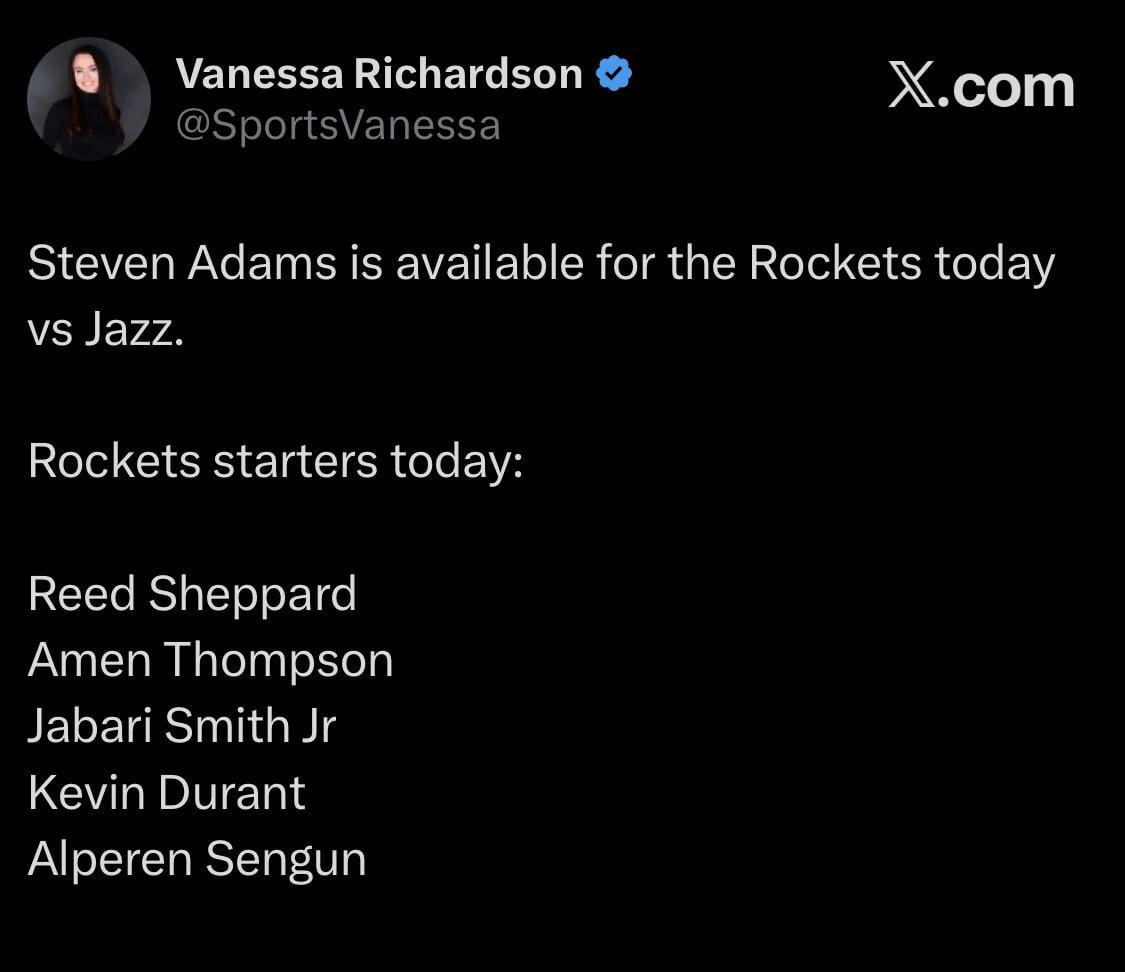 Reed is getting his first start with Kevin Durant today👀