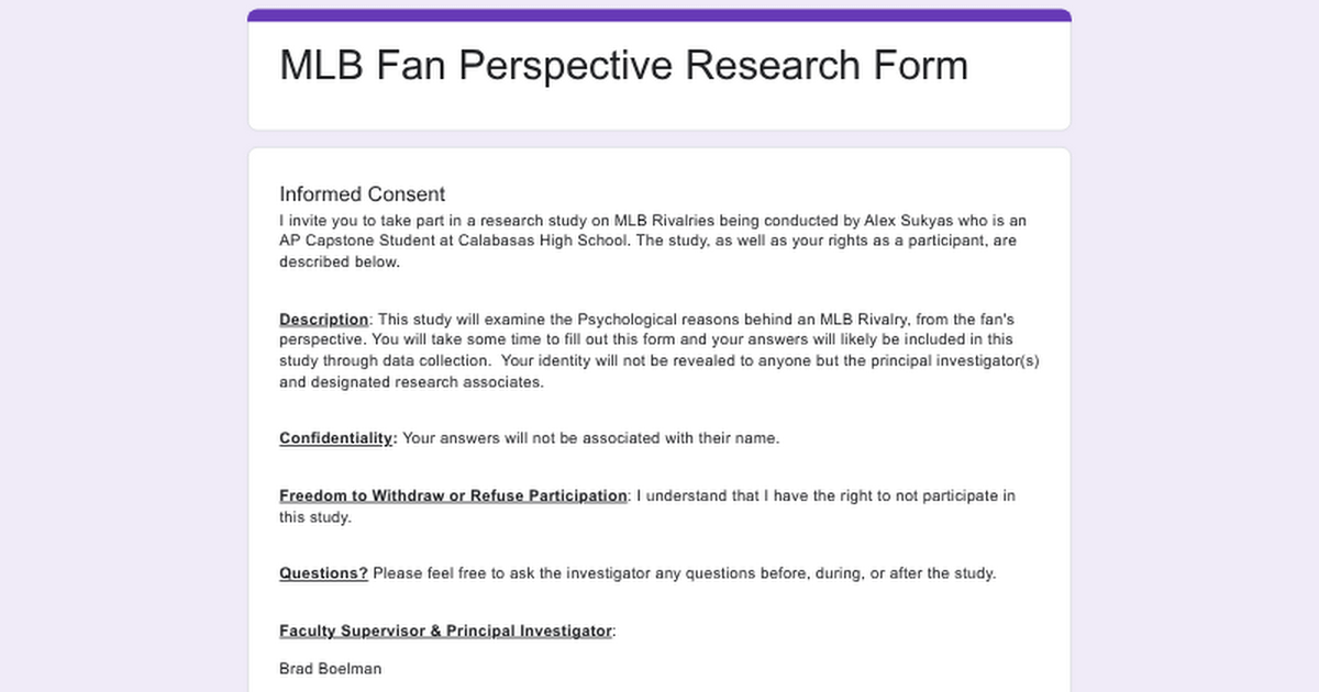 Doing a Research Project on MLB Rivalries—Need Fans From Every Team!- 2nd Post