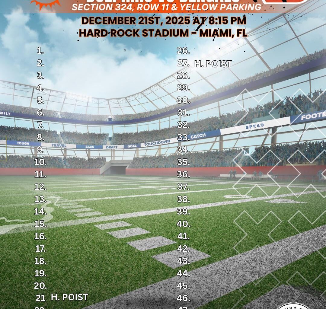 Bengals/Dolphins tickets 12/21