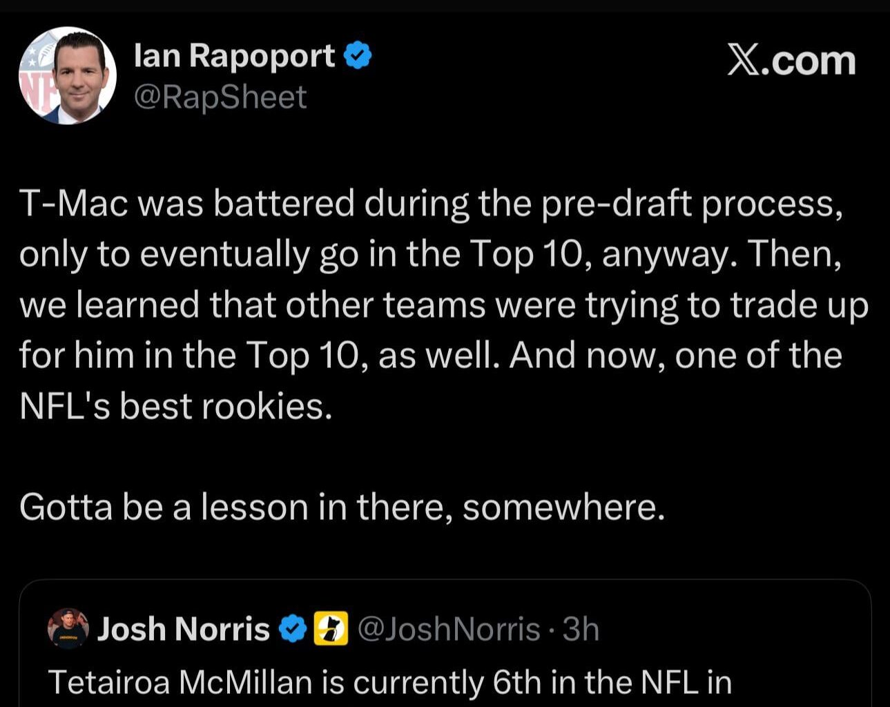 [Rapoprt] Ian Rapoport on TMac