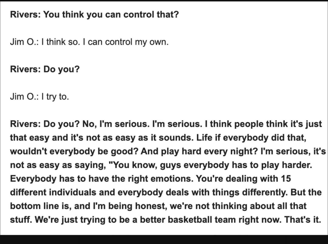 Doc Rivers’ comments to Jim Owczarski regarding effort and competitive spirit