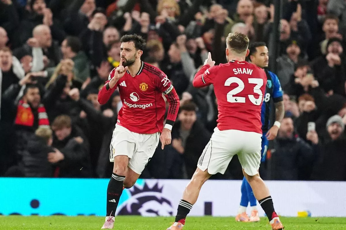 Bruno Fernandes celebrates scoring for Manchester United vs Bournemouth