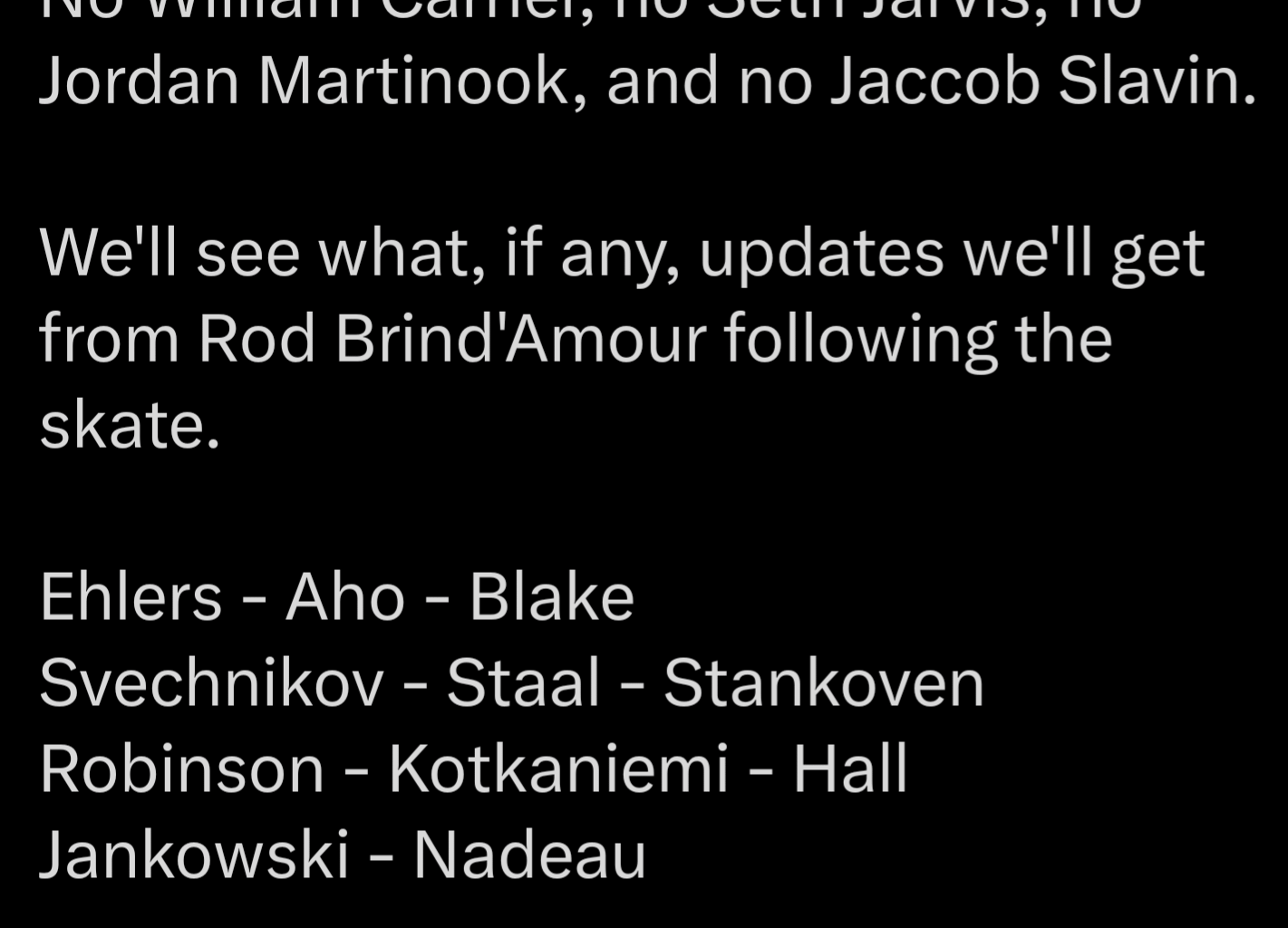 It’s not going to be easy tomorrow with all the injuries, especially since we need size against the Panthers.