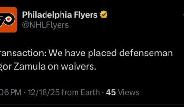 [flyers] Transaction: We have placed defenseman Egor Zamula on waivers.