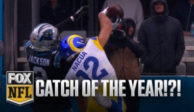 Rams' Puka Nacua hauls in RIDICULOUS one-handed catch vs. Panthers 🤯 Catch of the year?