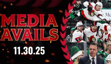 Ridly Greig, Jake Sanderson, Travis Green Postgame Media vs DAL