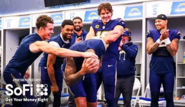 Jim Harbaugh Locker Room Victory Speech Vs Raiders | LA Chargers