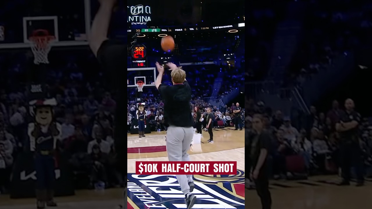 🤯 FROM HALF-COURT FOR 10K! #LetEmKnow #cavs #basketball #clevelandcavaliers #cleveland