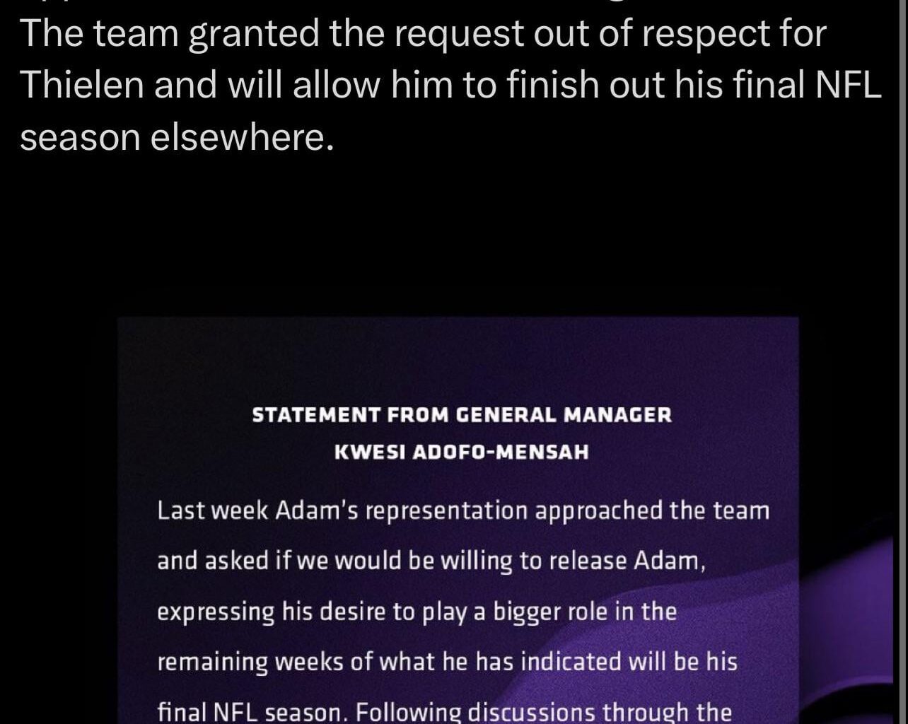 [Pelissero] Vikings waiving thielen