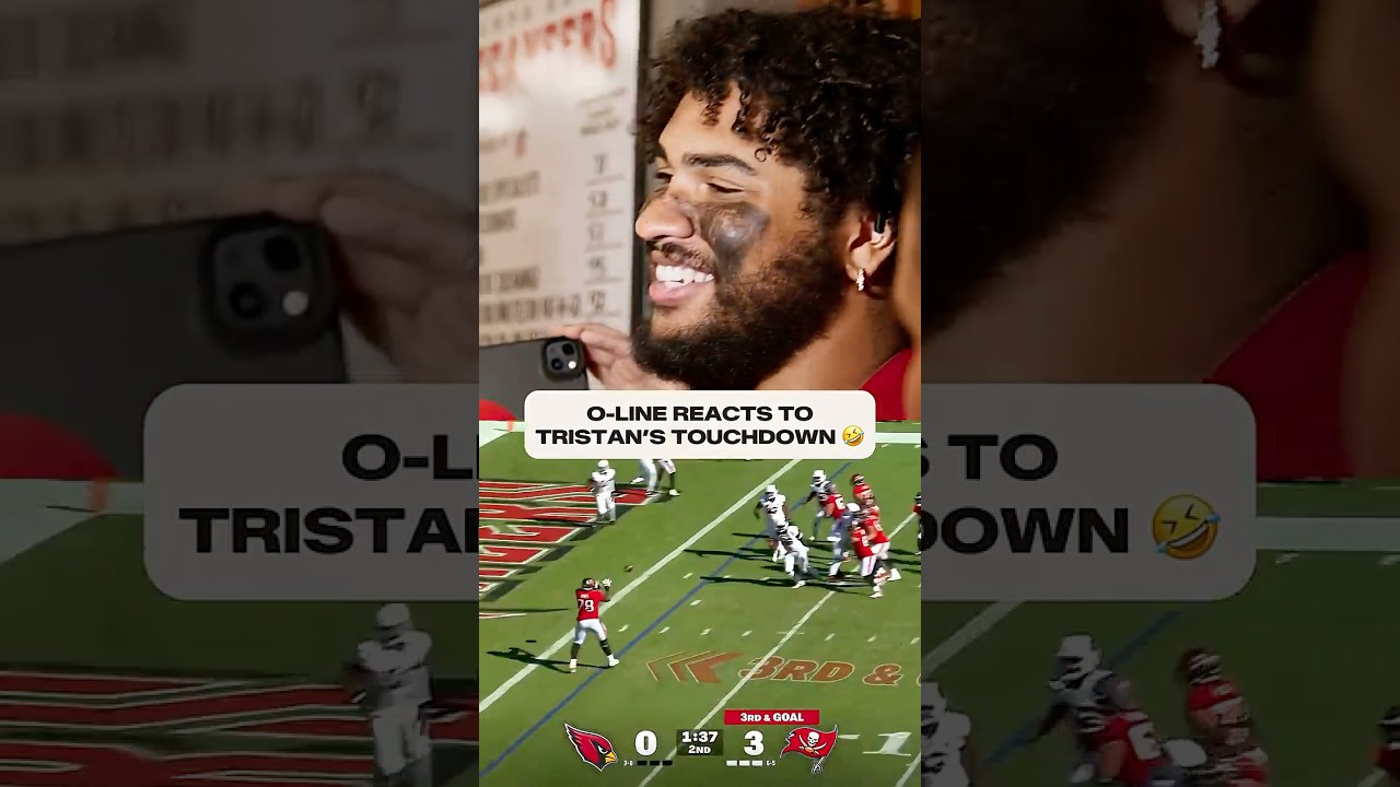 “We all just ended up hugging in the corner.” 😂 #buccaneers #tristanwirfs #celly #tampabay #nfl