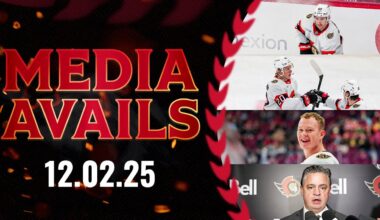 Brady Tkachuk, Fabian Zetterlund, Jake Sanderson, Travis Green Postgame Media vs MTL