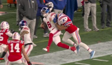 PLAYERS SEPARATED in Giants vs. Patriots after Christian Elliss' hit on Jaxson Dart | NFL on ESPN