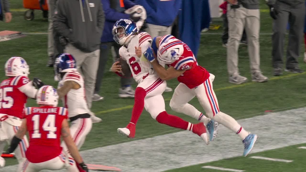 PLAYERS SEPARATED in Giants vs. Patriots after Christian Elliss' hit on Jaxson Dart | NFL on ESPN
