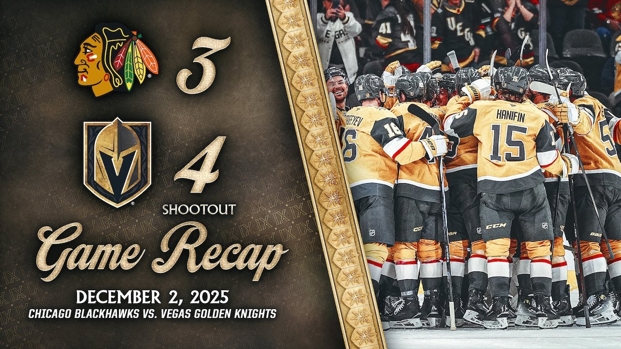 HIGHLIGHTS | Vegas Golden Knights 4, Chicago Blackhawks 3 SO | Dec. 2, 2025