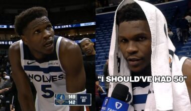 Anthony Edwards exhausted after playing 35 straight mins with no sub vs Pelicans