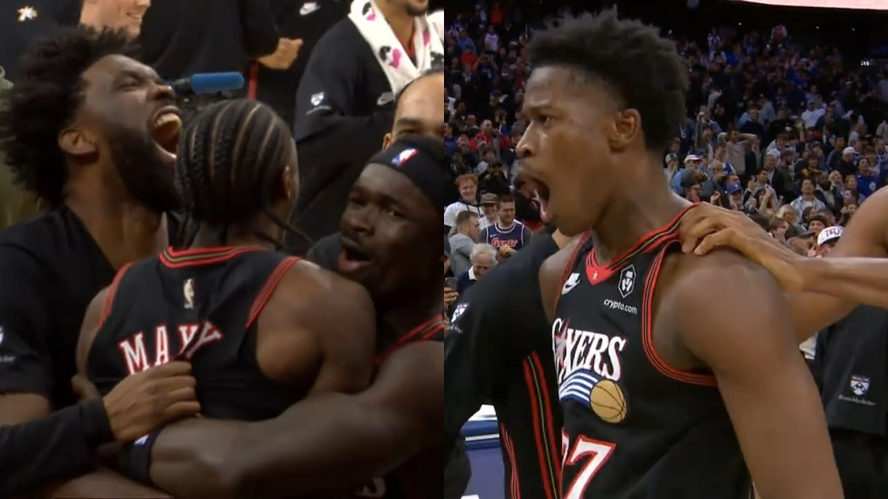 INSANE VJ Edgecombe game winner and Tyrese Maxey block vs Warriors then Embiid taunts