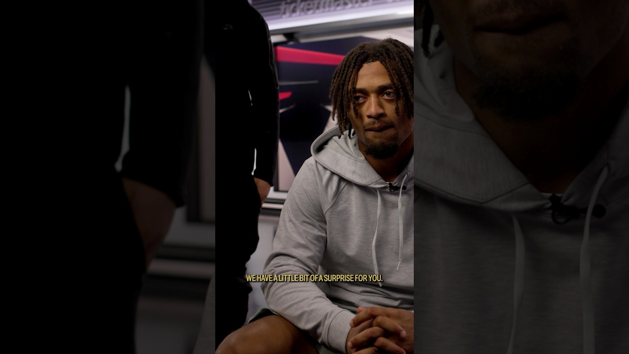 A.J. Terrell Jr. was surprised by his brother as our Walter Payton Man of the Year club winner #nfl