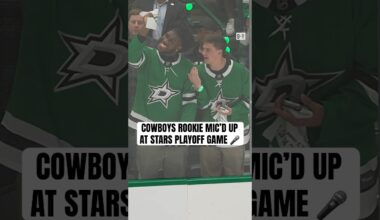 Cowboys rookie Tyler Booker rinkside for Stars-Jets 🎤
