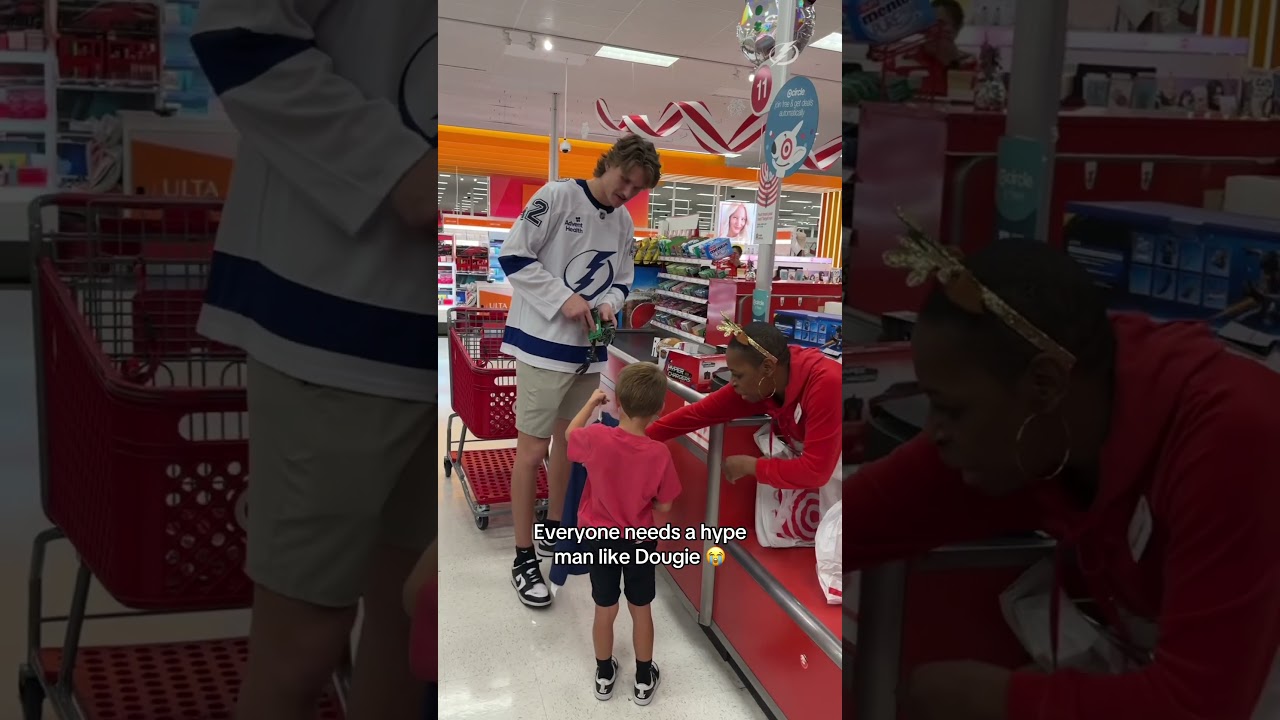 Hype man Curtis Douglas reporting for duty 🫡 #nhl #shopping #holiday #tampa #giveback