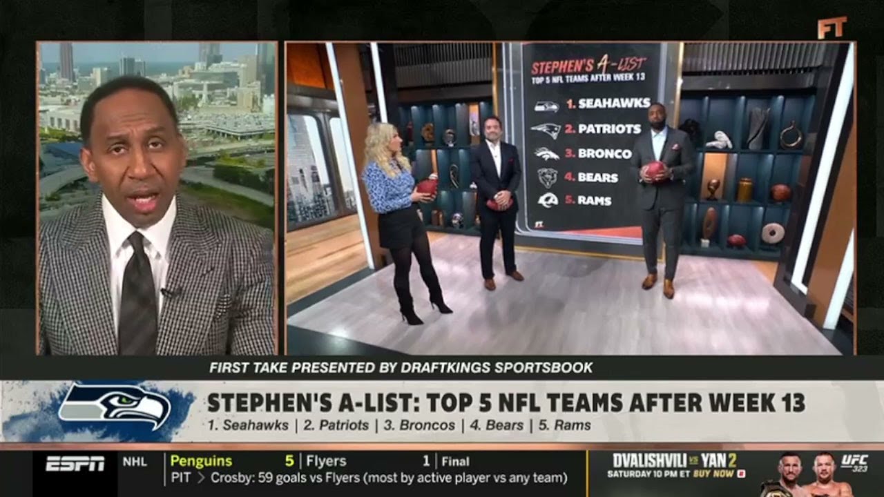 FIRST TAKE | "Seahawks are the best team in NFL after Week 13!" - Stephen's A-List: Top 5 NFL teams