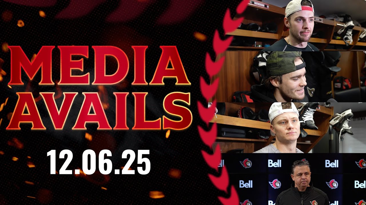 Tim Stützle, Ridly Greig, Drake Batherson, Travis Green Pregame Media vs STL