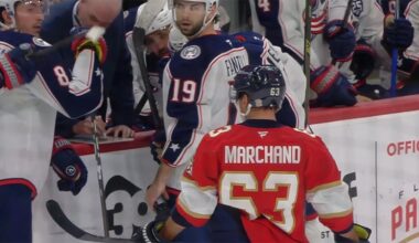 Brad Marchand Tries to Listen in on Columbus Timeout