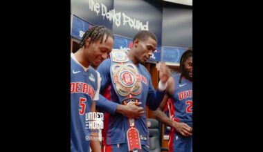 "Together on three, together on me, together on JB" The belt goes to Jalen #nba #pistons