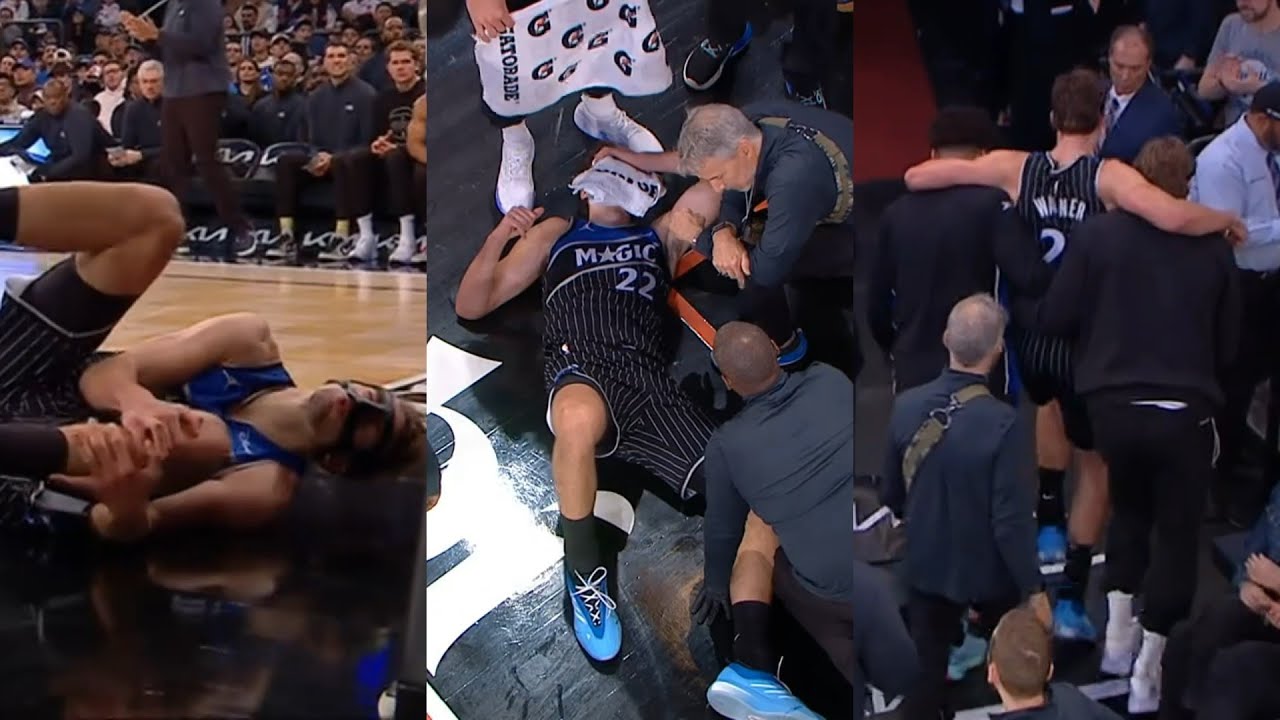Franz Wagner in serious pain after knee injury and carried to locker room vs Knicks
