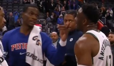 Jalen Duren has words for Thanasis after the game for hard foul 👀