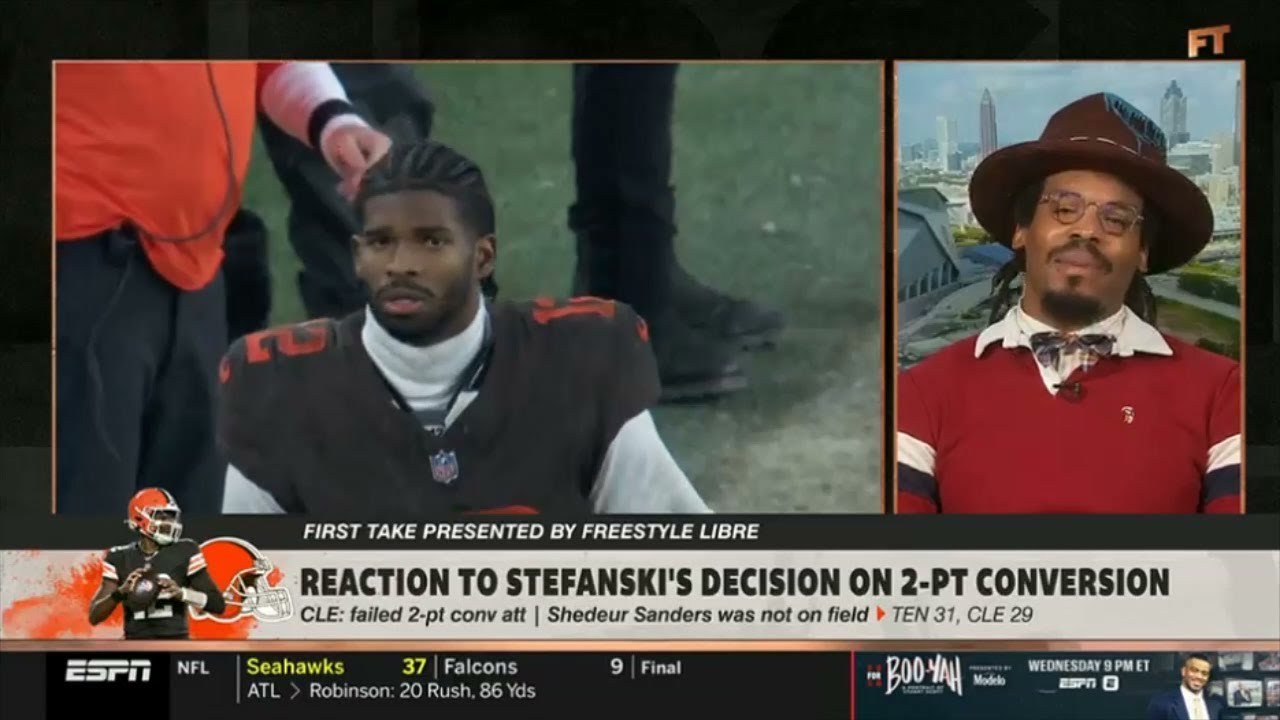 FIRST TAKE | Stefanski doesn’t want Sanders to succeed - Cam rips Browns HC decision 2-pt conversion