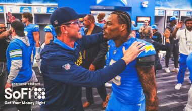 Jim Harbaugh Locker Room Victory Speech Vs Eagles | LA Chargers