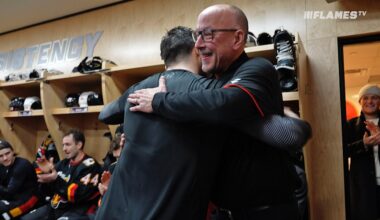 "We're a family in here" | Weegar presents the Red Blazer after a win over the Wild