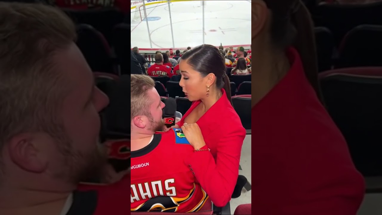 NHL Reporter Visits Scotiabank Saddledome to Interview Fans #nhl #nhlhighlights #flames #funnyshorts