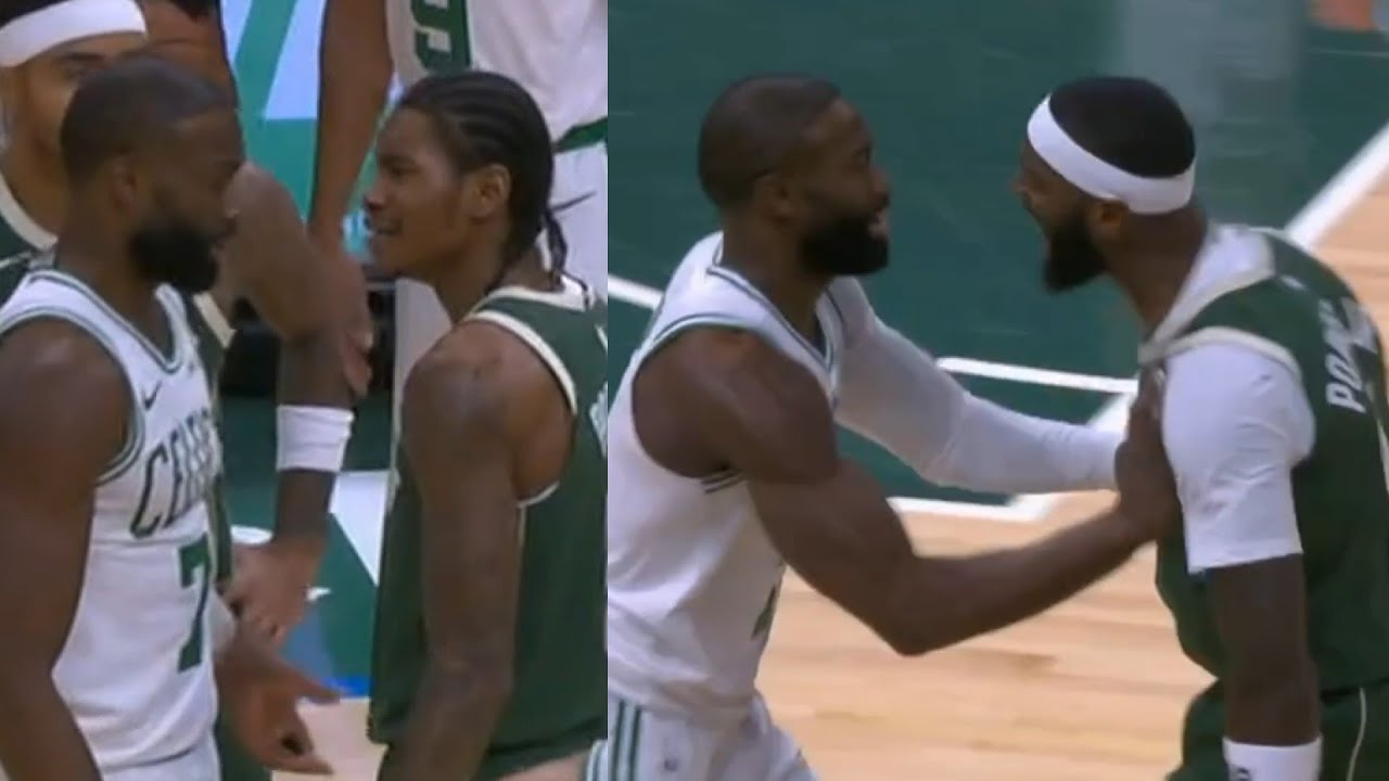 Bobby Portis gets in Jaylen Brown's face and yells after he got into it with KPJ 👀