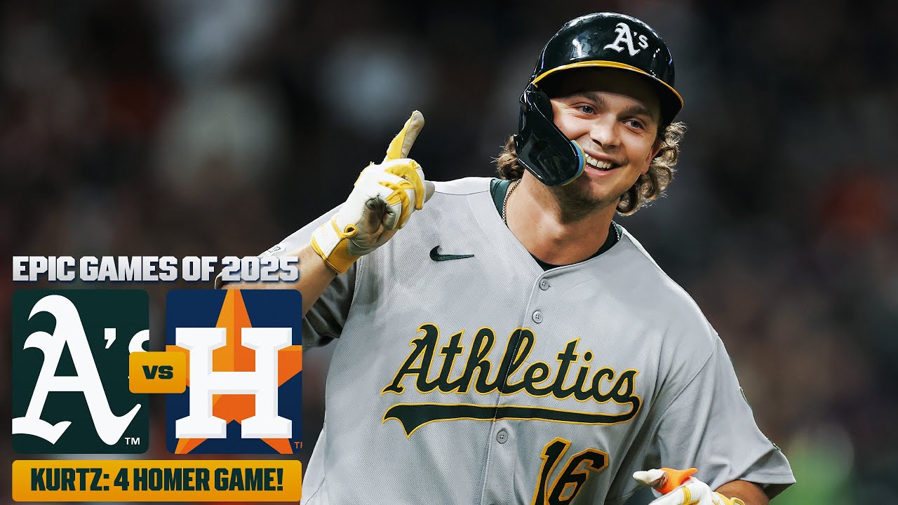 FULL GAME: Nick Kurtz becomes first MLB rookie to hit 4 HR in a game! 😳 (Athletics vs. Astros)