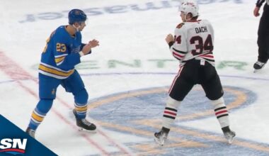 Blackhawks' Colton Dach And Blues' Logan Mailloux Exchange Heavy Strikes In Heated Tilt