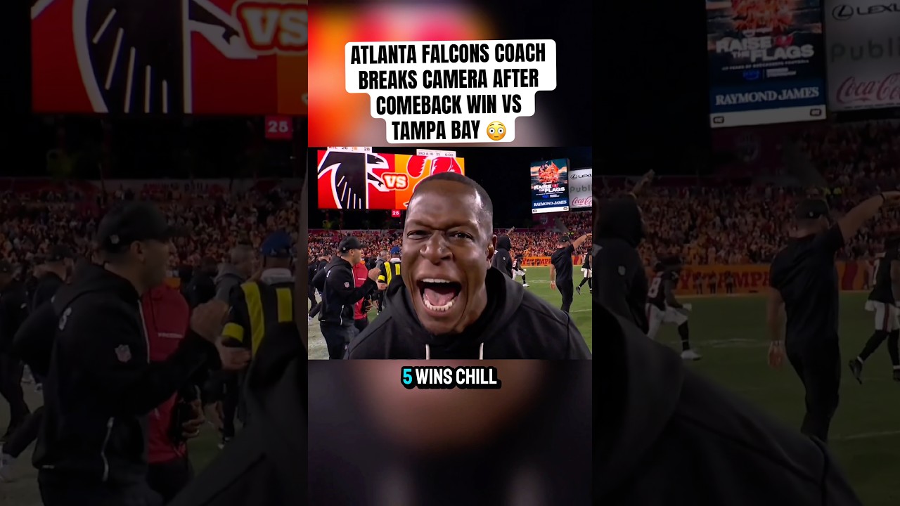 Raheem Morris BREAKS CAMERA after Atlanta Falcons comeback win vs Tampa Bay Buccaneers 😳