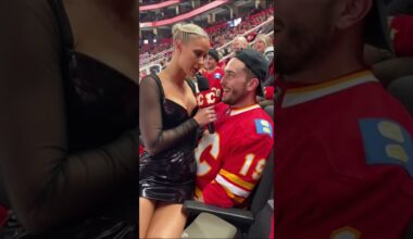 NHL Reporter Visits Scotiabank Saddledome to Interview Fans #nhl #nhlhighlights #flames #funnyshorts