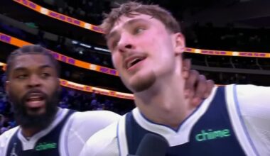 Naji Marshall interrupts Cooper Flagg's post-game interview after Pistons-Mavs | NBA on ESPN