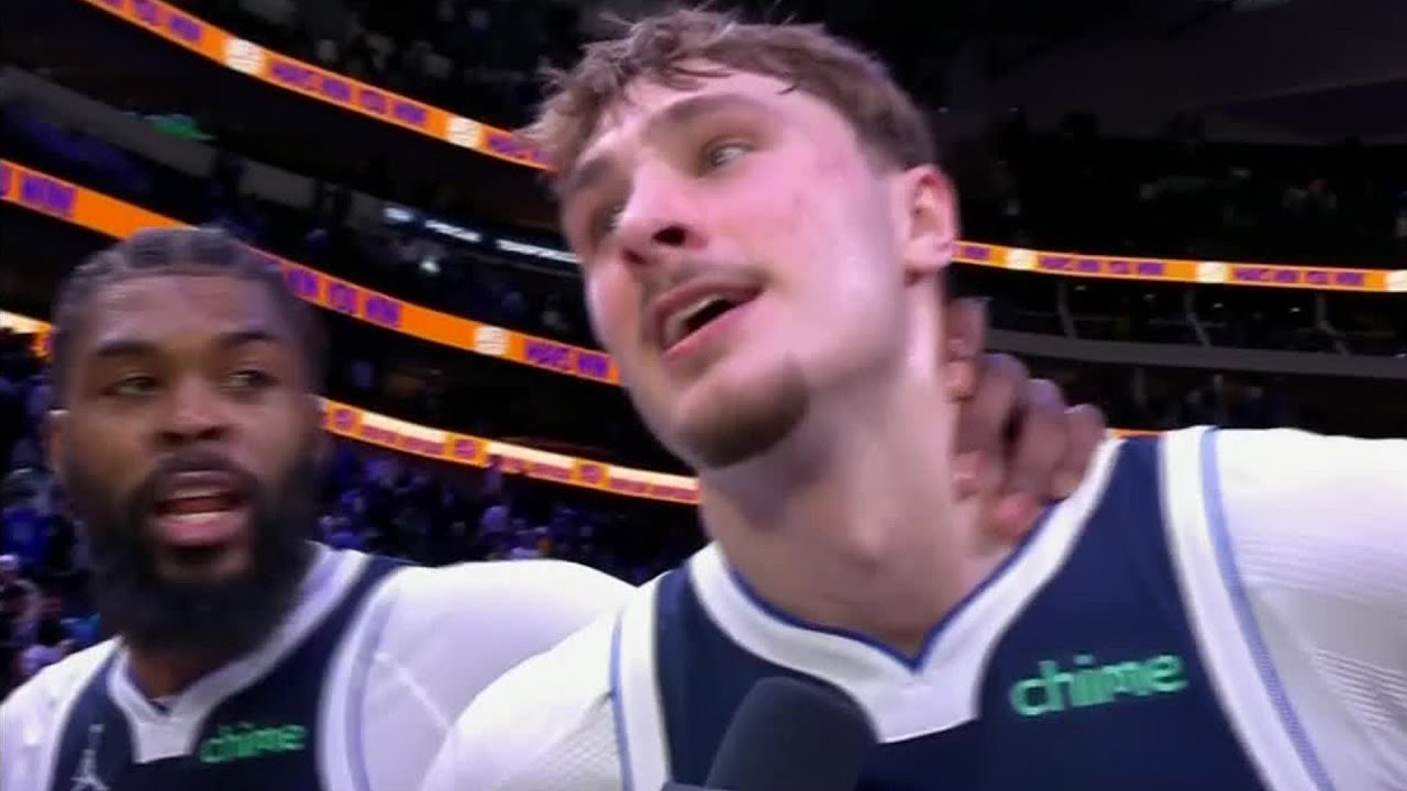 Naji Marshall interrupts Cooper Flagg's post-game interview after Pistons-Mavs | NBA on ESPN