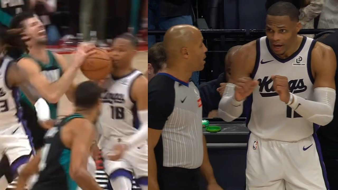 Russell Westbrook called for game costing foul after Avdija hit him with the ball