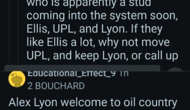 Oilers fans, after trading Skinner for Jarry—who immediately got hurt, of course—are once again demanding a goalie from Buffalo: Alex Lyon.