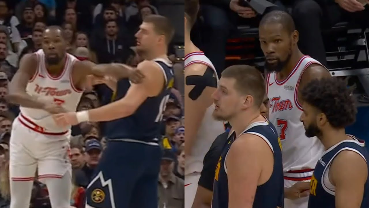 Kevin Durant shoves Nikola Jokic after the foul and gets a tech 👀