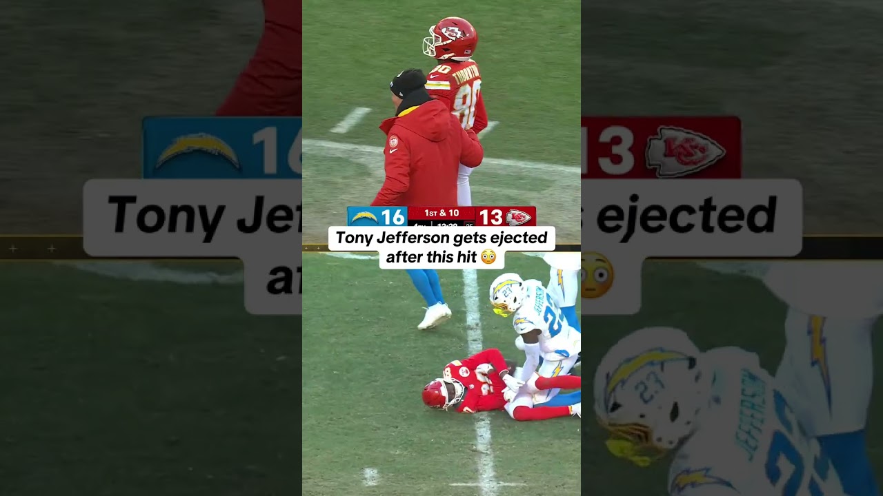 Tony Jefferson EJECTED from game vs. Chiefs 🚨 #chargers #chiefs #tonyjefferson