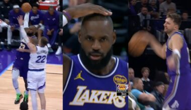 LeBron huge dunk over Filipowski then Luka Doncic gets tech for bouncing the ball
