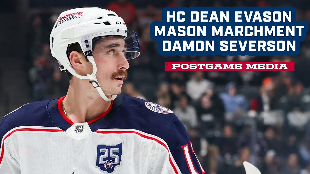 Head Coach Dean Evason, Mason Marchment and Damon Severson - Blue Jackets @ Ducks | Postgame Media