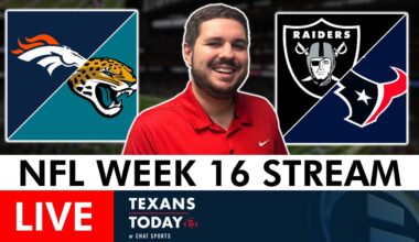NFL Week 16 LIVE: Texans vs. Raiders + Broncos vs. Jaguars Streaming Scoreboard & Play-By-Play